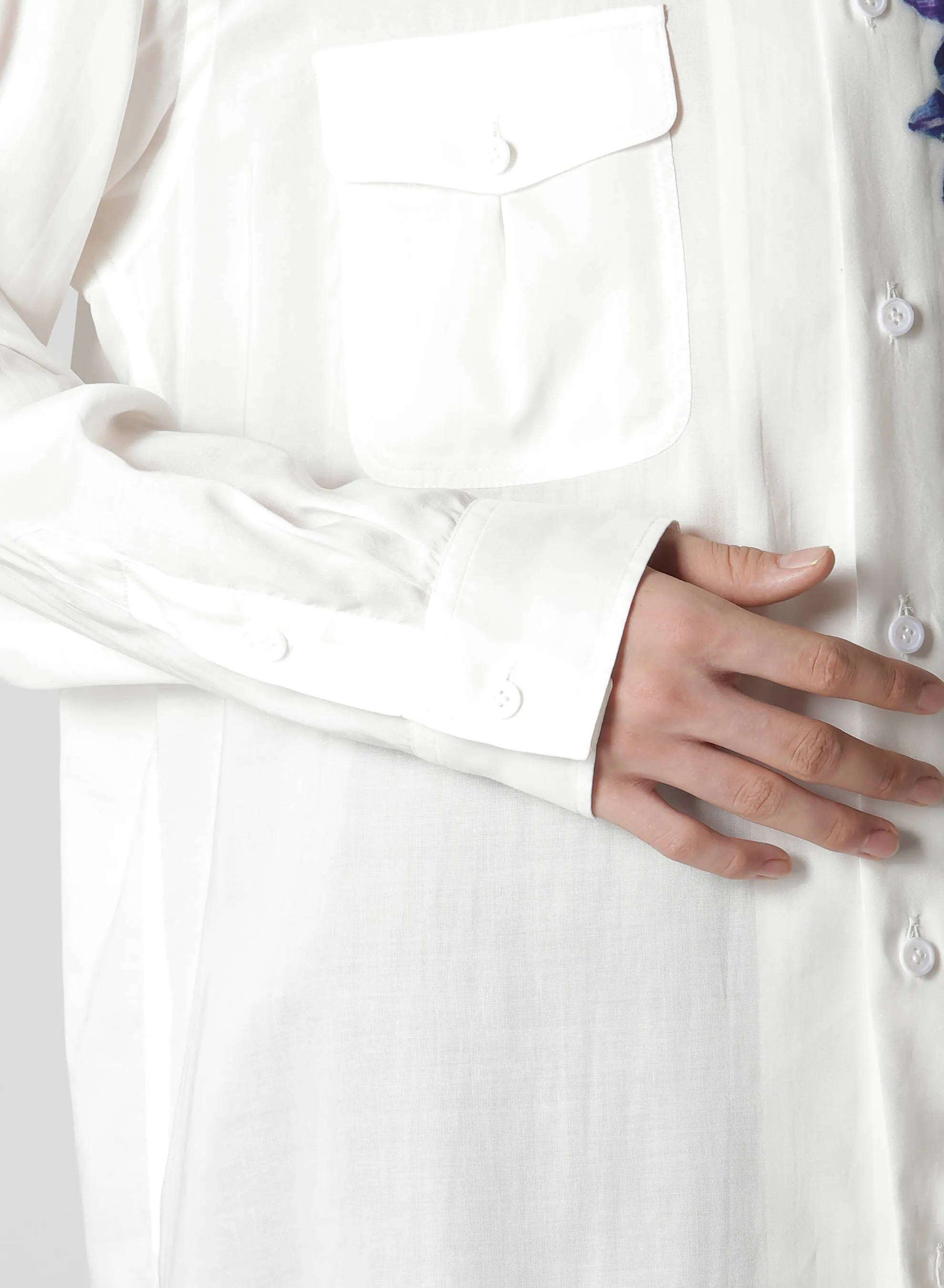 REGULAR COLLAR SHIRT WITH BLUE FLOWER PRINT