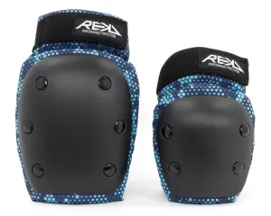 REKD Youth Heavy Duty Skateboard Skate Scooter BMX Double Pad Set - Black / Blue