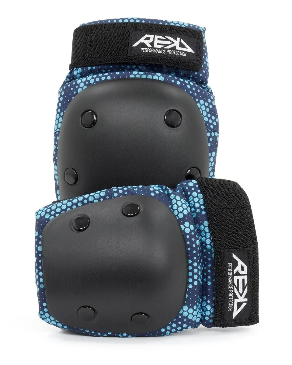 REKD Youth Heavy Duty Skateboard Skate Scooter BMX Double Pad Set - Black / Blue