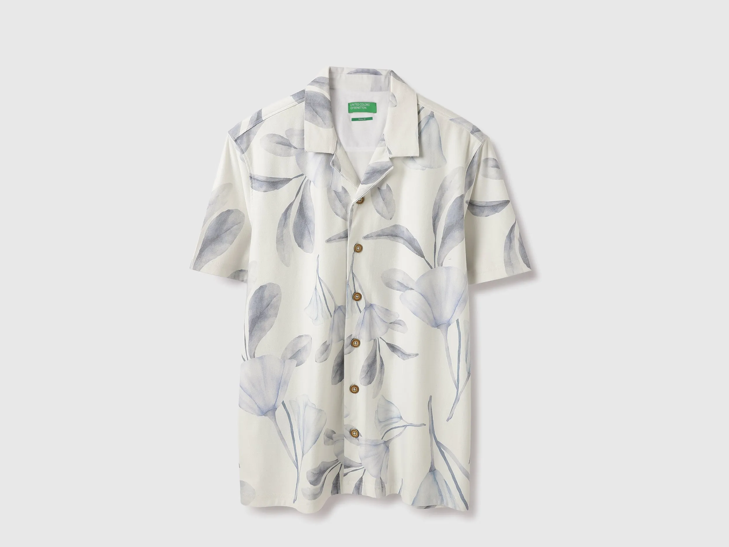 Relaxed Fit Resort Collar Washed Floral Shirt