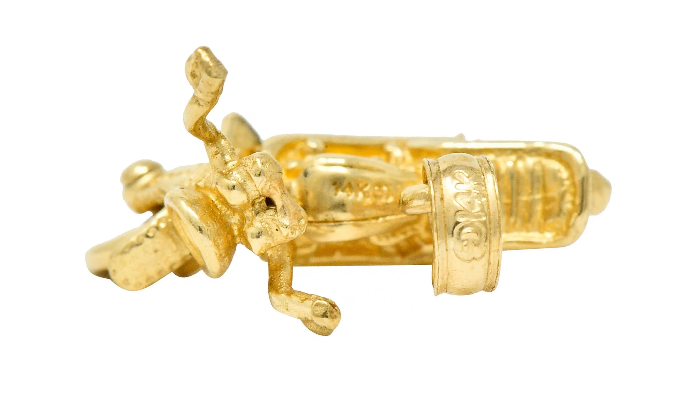 Retro 14 Karat Gold Articulated Motorcycle Charm