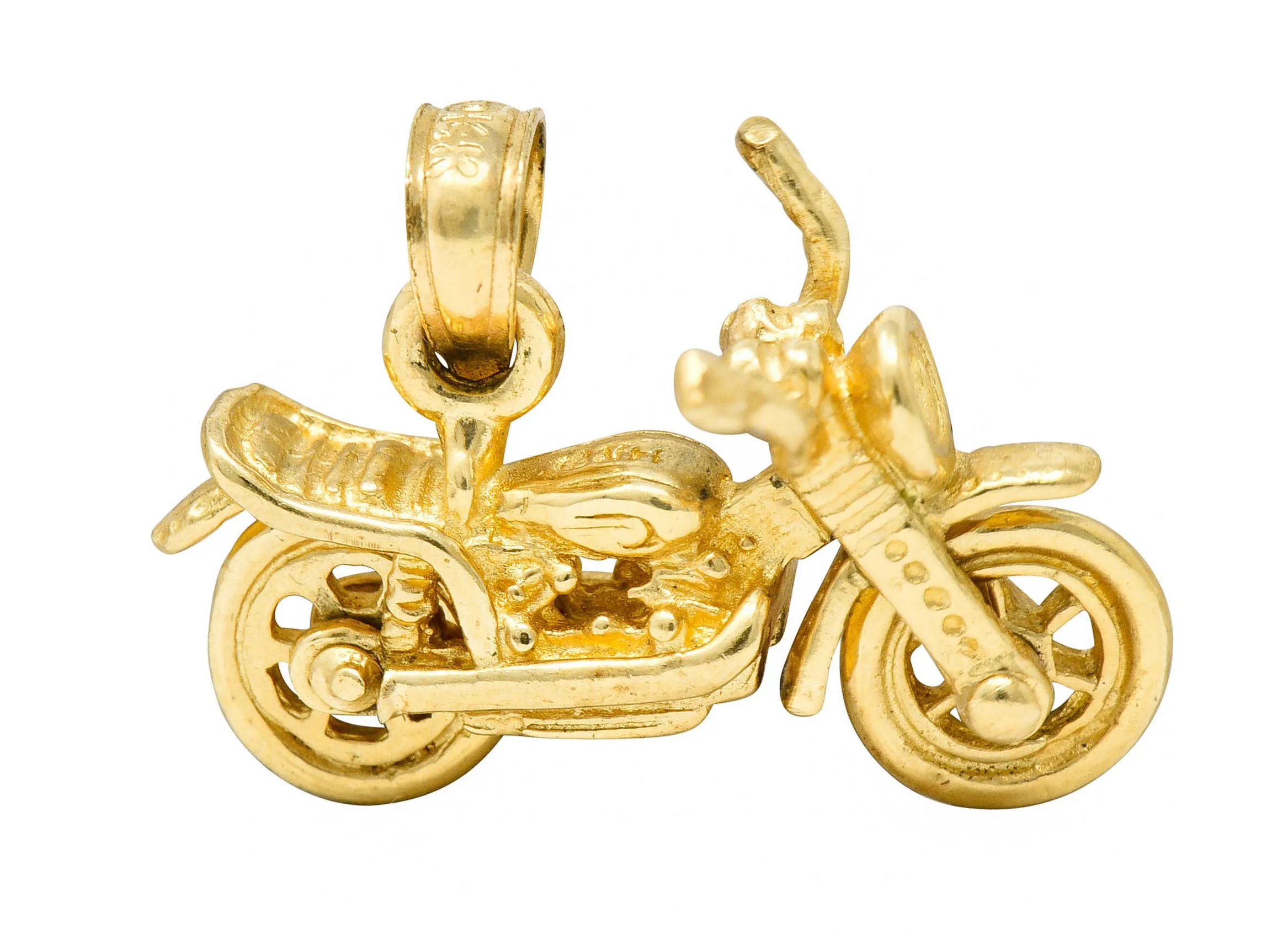 Retro 14 Karat Gold Articulated Motorcycle Charm