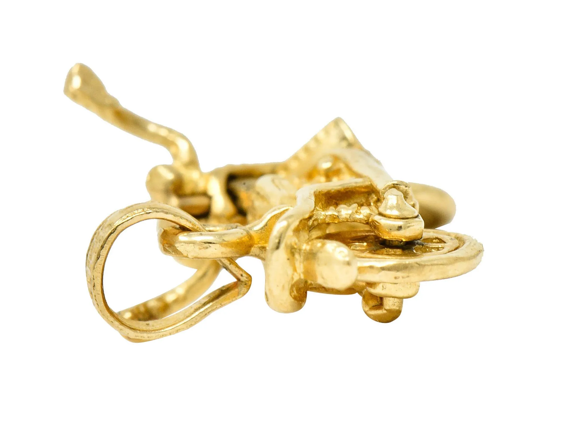 Retro 14 Karat Gold Articulated Motorcycle Charm
