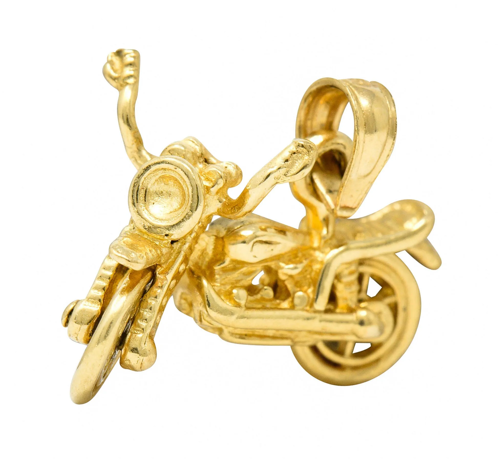 Retro 14 Karat Gold Articulated Motorcycle Charm