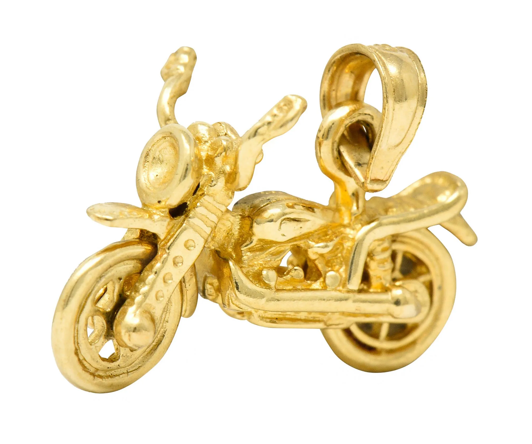 Retro 14 Karat Gold Articulated Motorcycle Charm