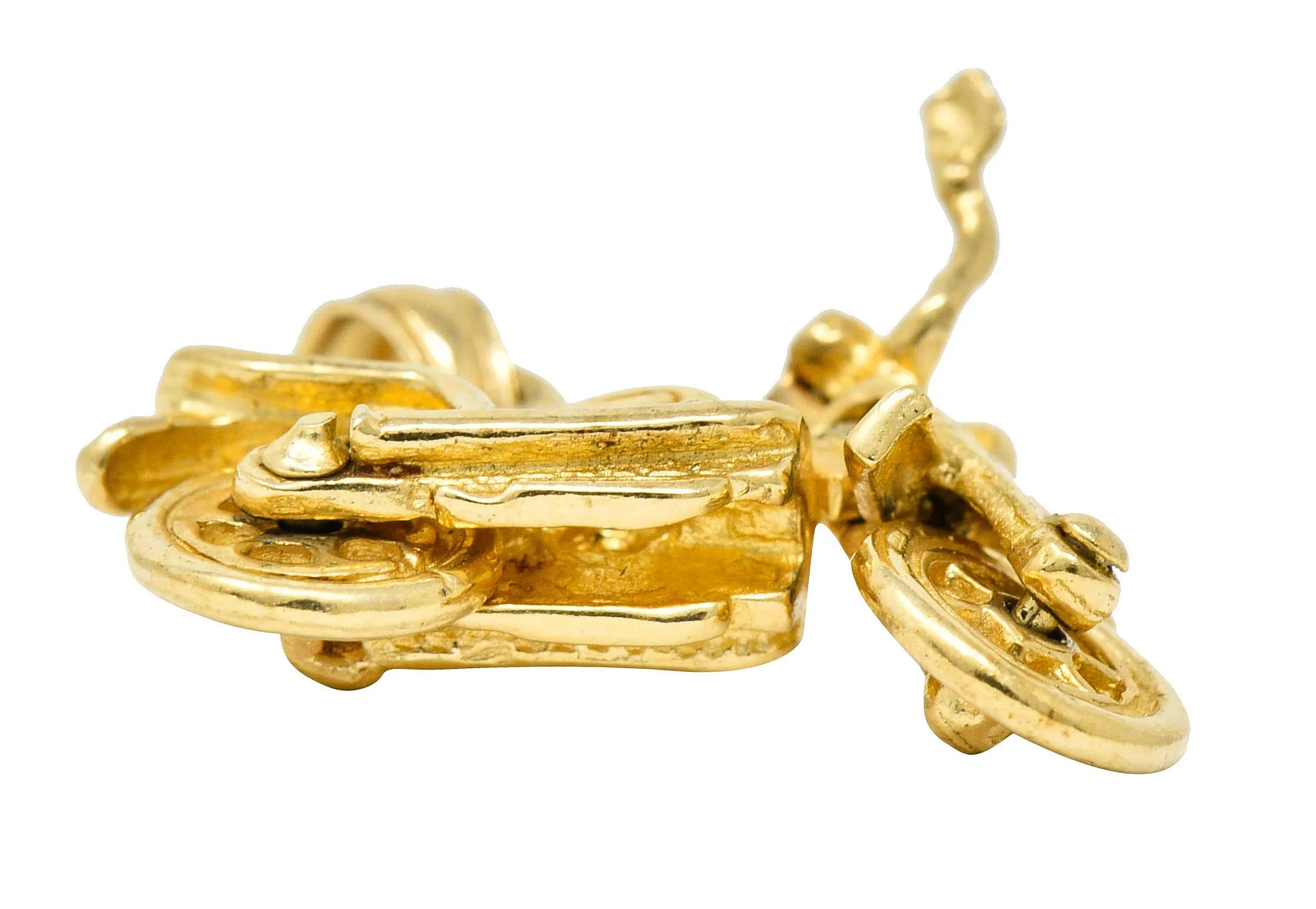 Retro 14 Karat Gold Articulated Motorcycle Charm