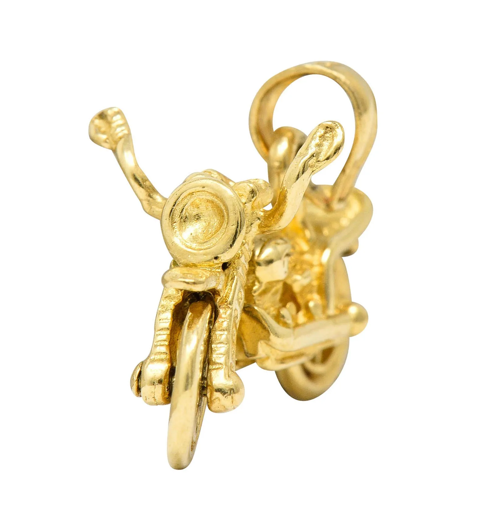 Retro 14 Karat Gold Articulated Motorcycle Charm