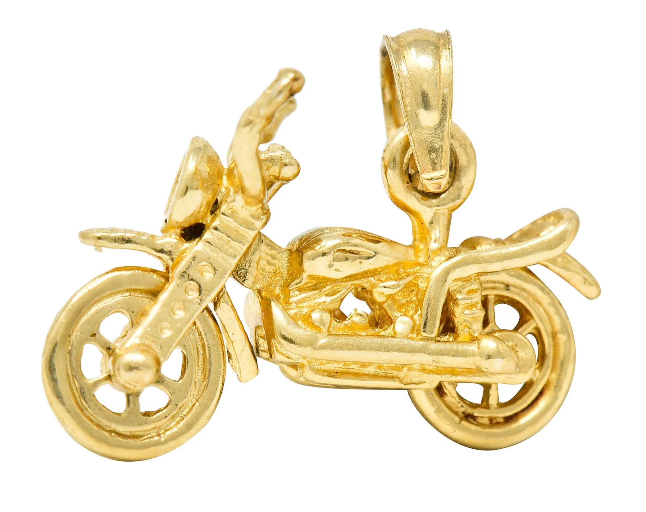 Retro 14 Karat Gold Articulated Motorcycle Charm