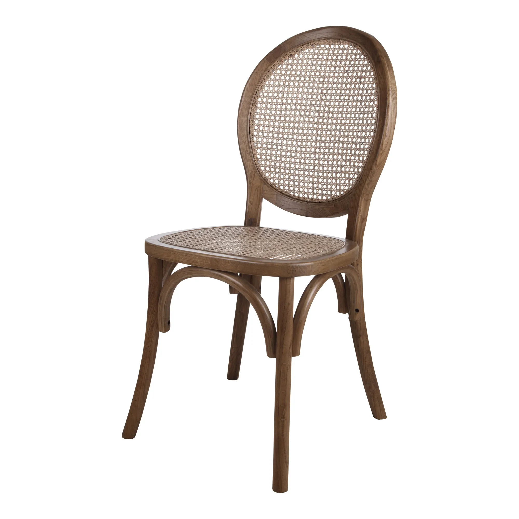 Retro-Chic Rattan & Wood Dining Duo