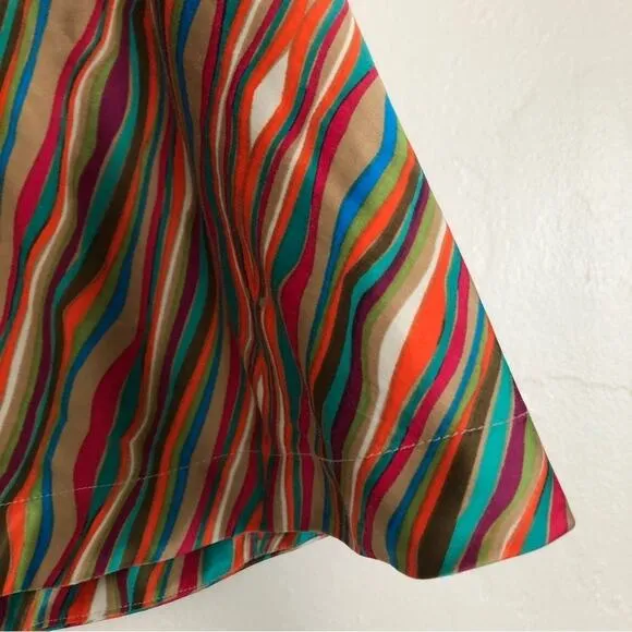 Retro Rainbow Multicolor Stripe Colorful Wavy Full Skater Mini Skirt