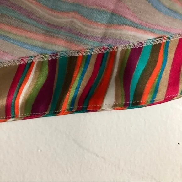 Retro Rainbow Multicolor Stripe Colorful Wavy Full Skater Mini Skirt