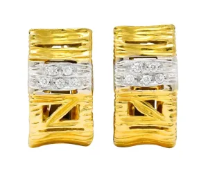 Roberto Coin Diamond 18 Karat Two-Tone Gold Italian Elephantina Earrings