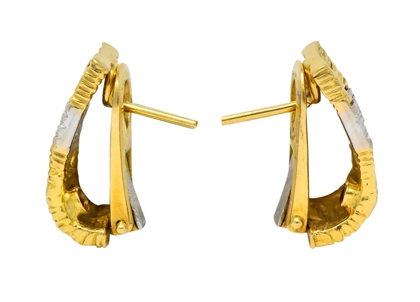 Roberto Coin Diamond 18 Karat Two-Tone Gold Italian Elephantina Earrings
