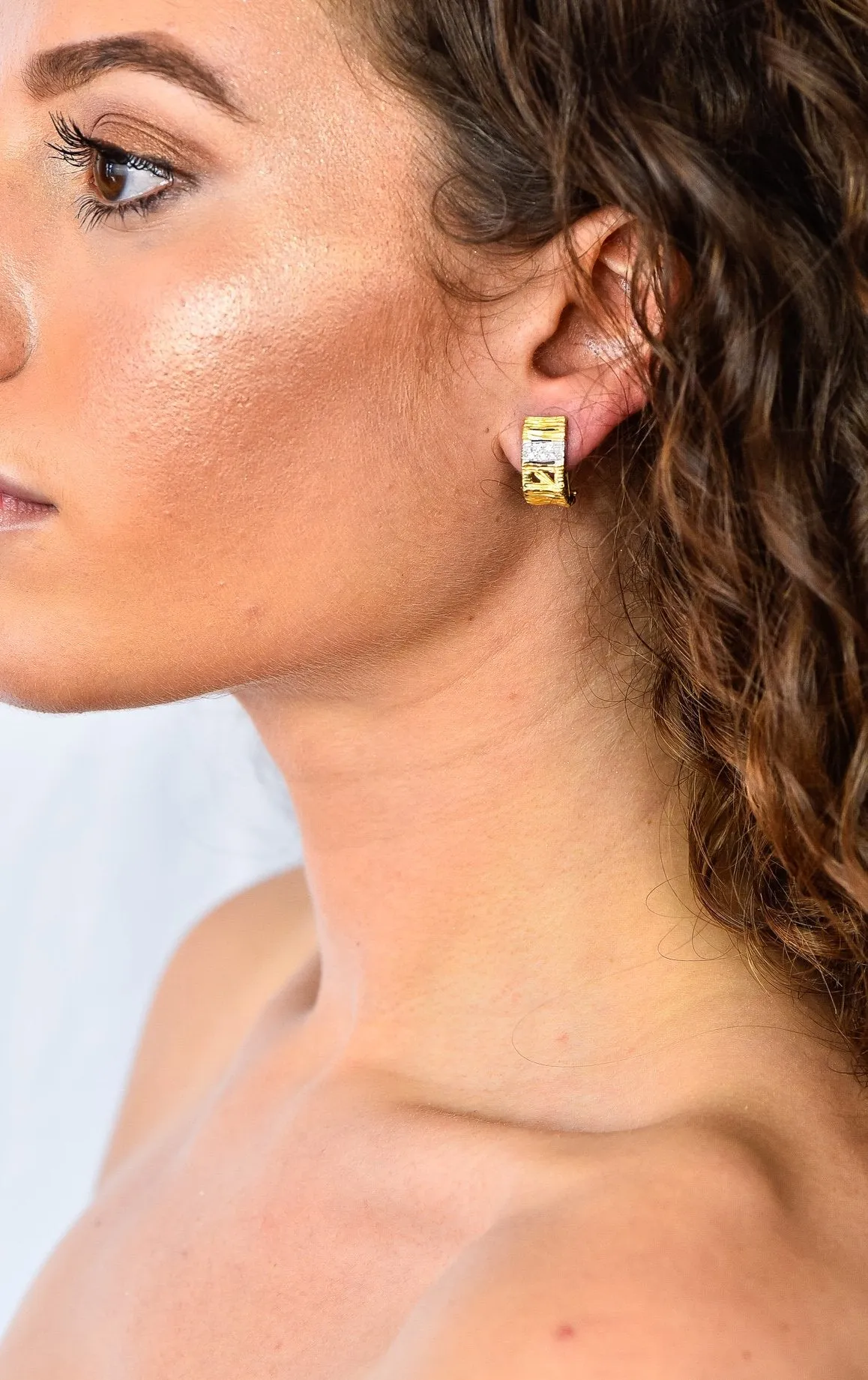 Roberto Coin Diamond 18 Karat Two-Tone Gold Italian Elephantina Earrings