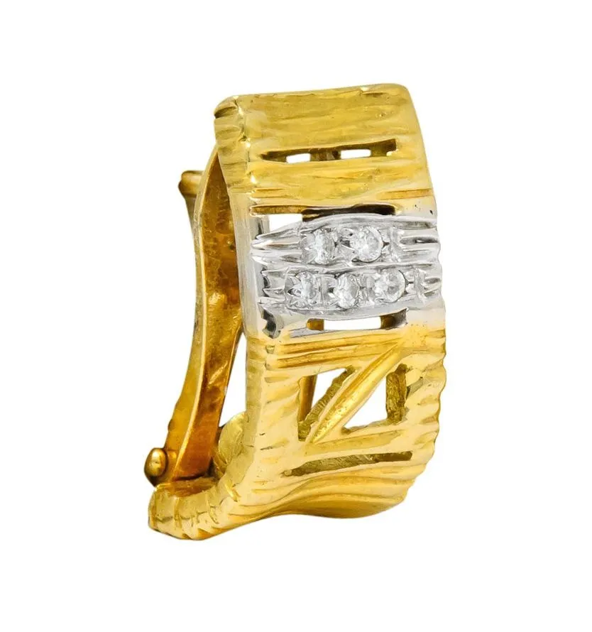 Roberto Coin Diamond 18 Karat Two-Tone Gold Italian Elephantina Earrings