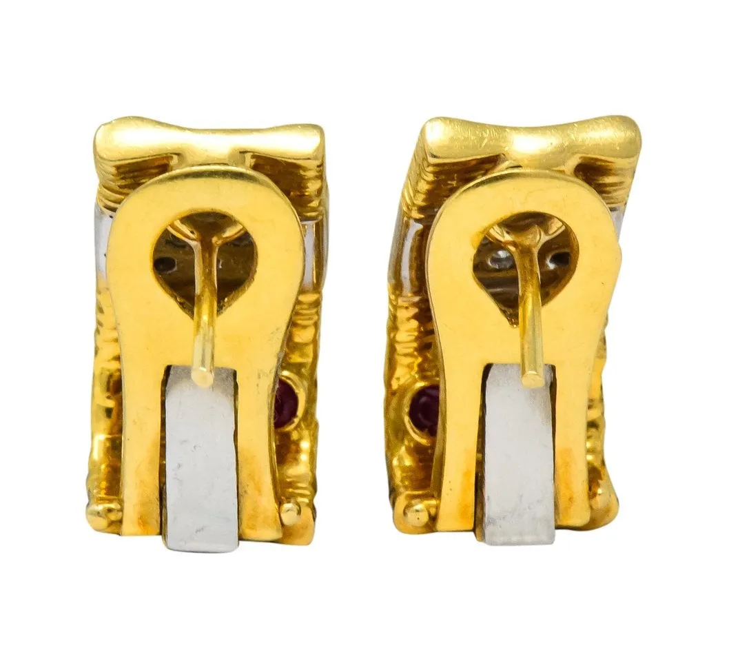 Roberto Coin Diamond 18 Karat Two-Tone Gold Italian Elephantina Earrings