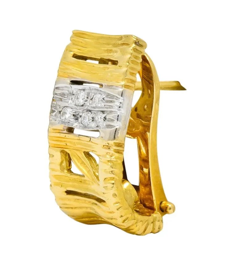 Roberto Coin Diamond 18 Karat Two-Tone Gold Italian Elephantina Earrings