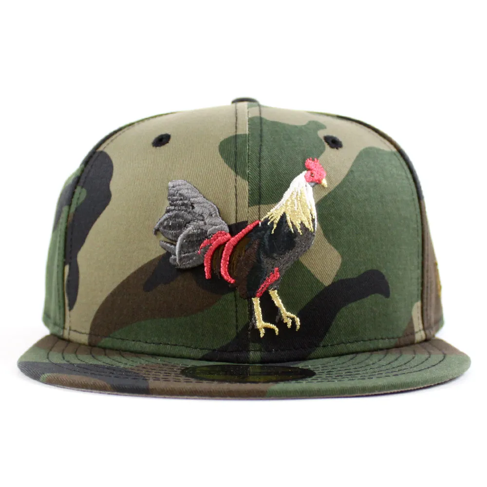 ROOSTER New Era 59Fifty Fitted Hat (WoodLand Camo Gray Under Brim)