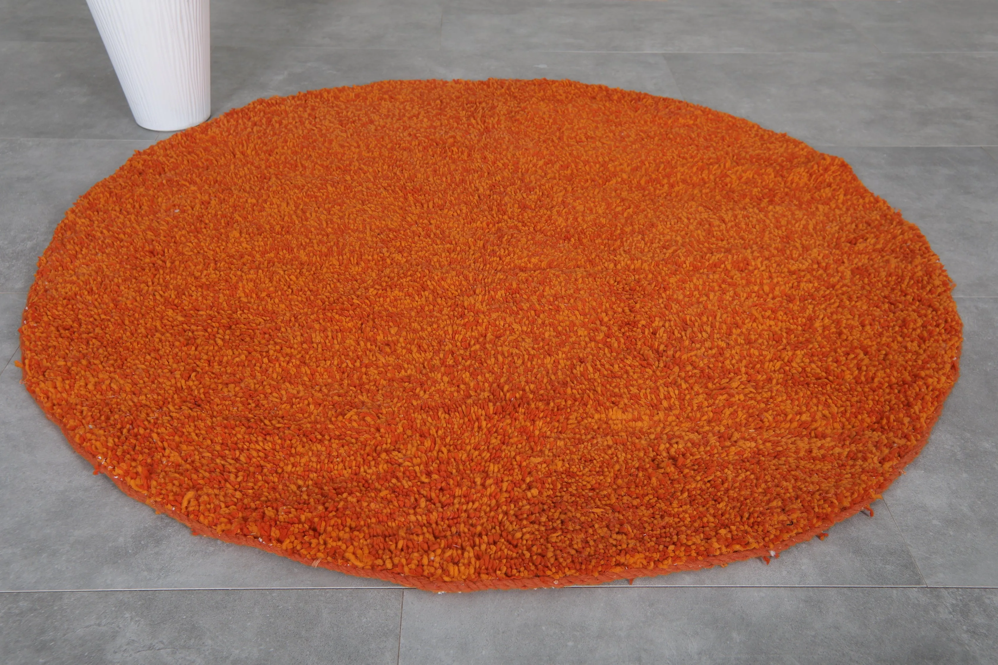Round berber handmade rug - custom blue wool rug