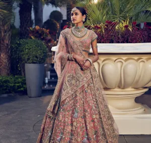 Royal Pakistani Bridal Lehenga with Choli Dupatta Dress