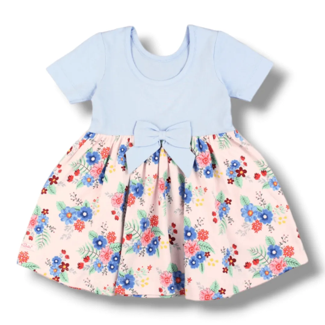 RuffleButts | Short Sleeve Twirl Dress | Floral