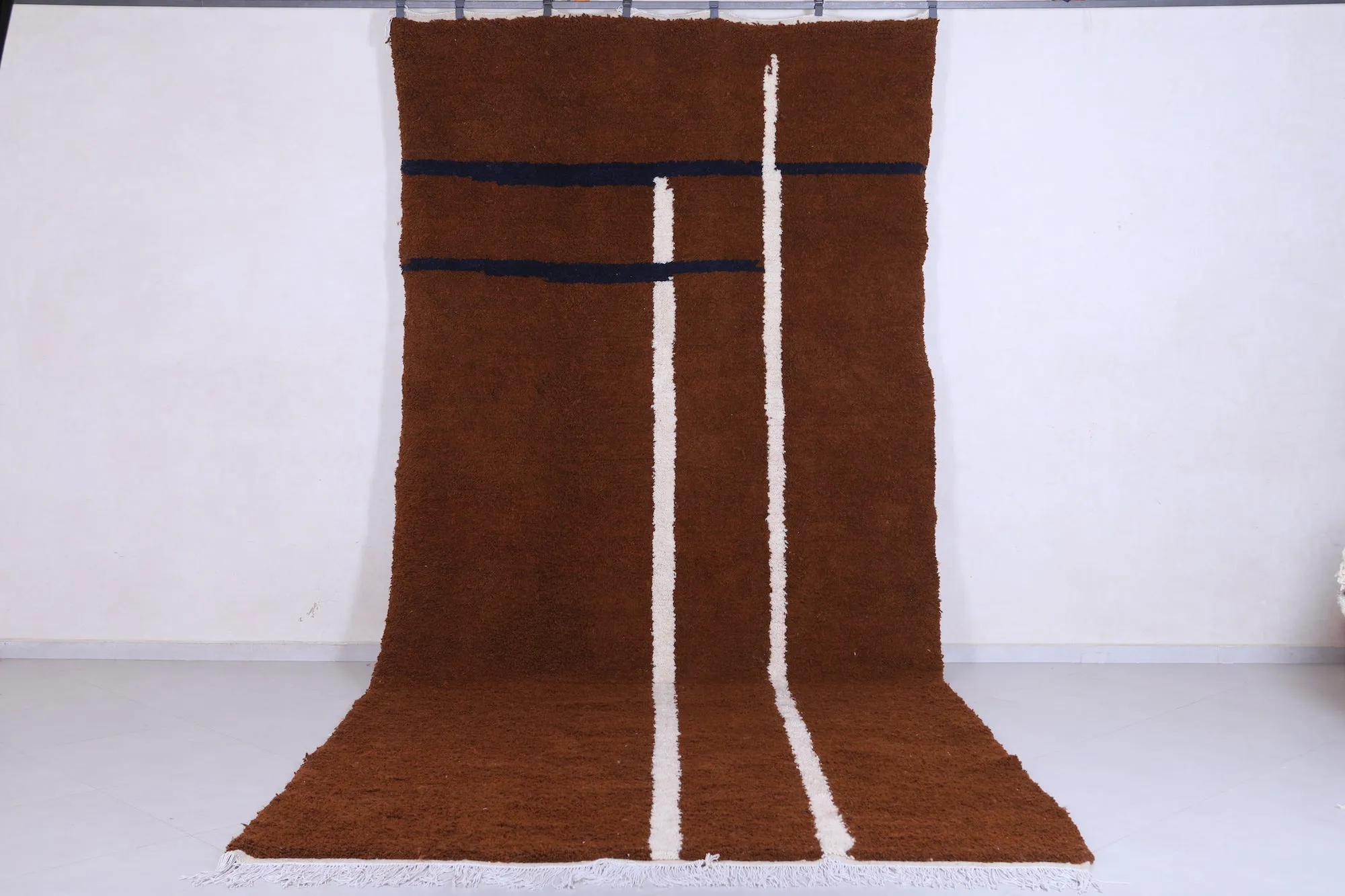 Runner moroccan rug - Brown custom handmade carpet
