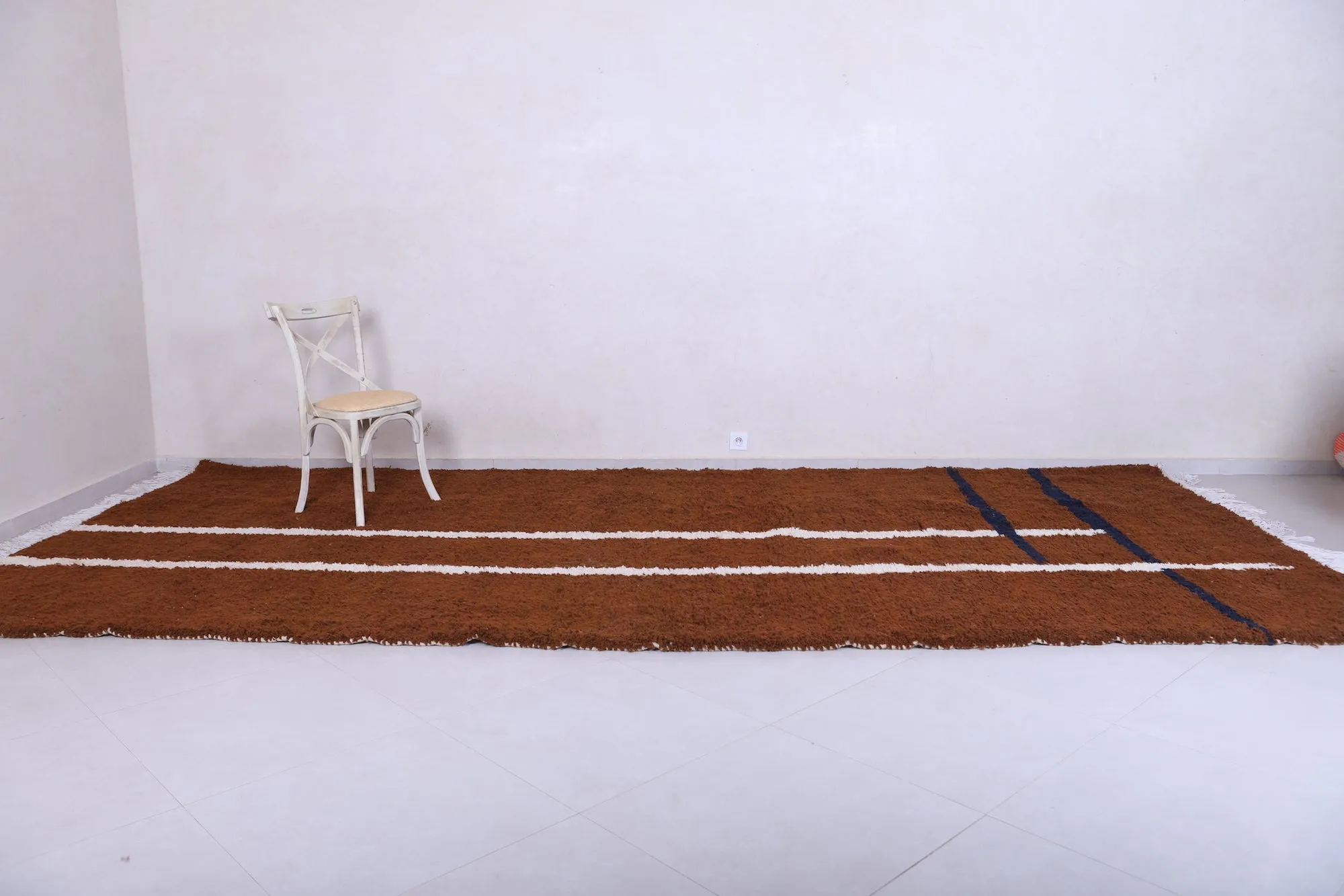 Runner moroccan rug - Brown custom handmade carpet