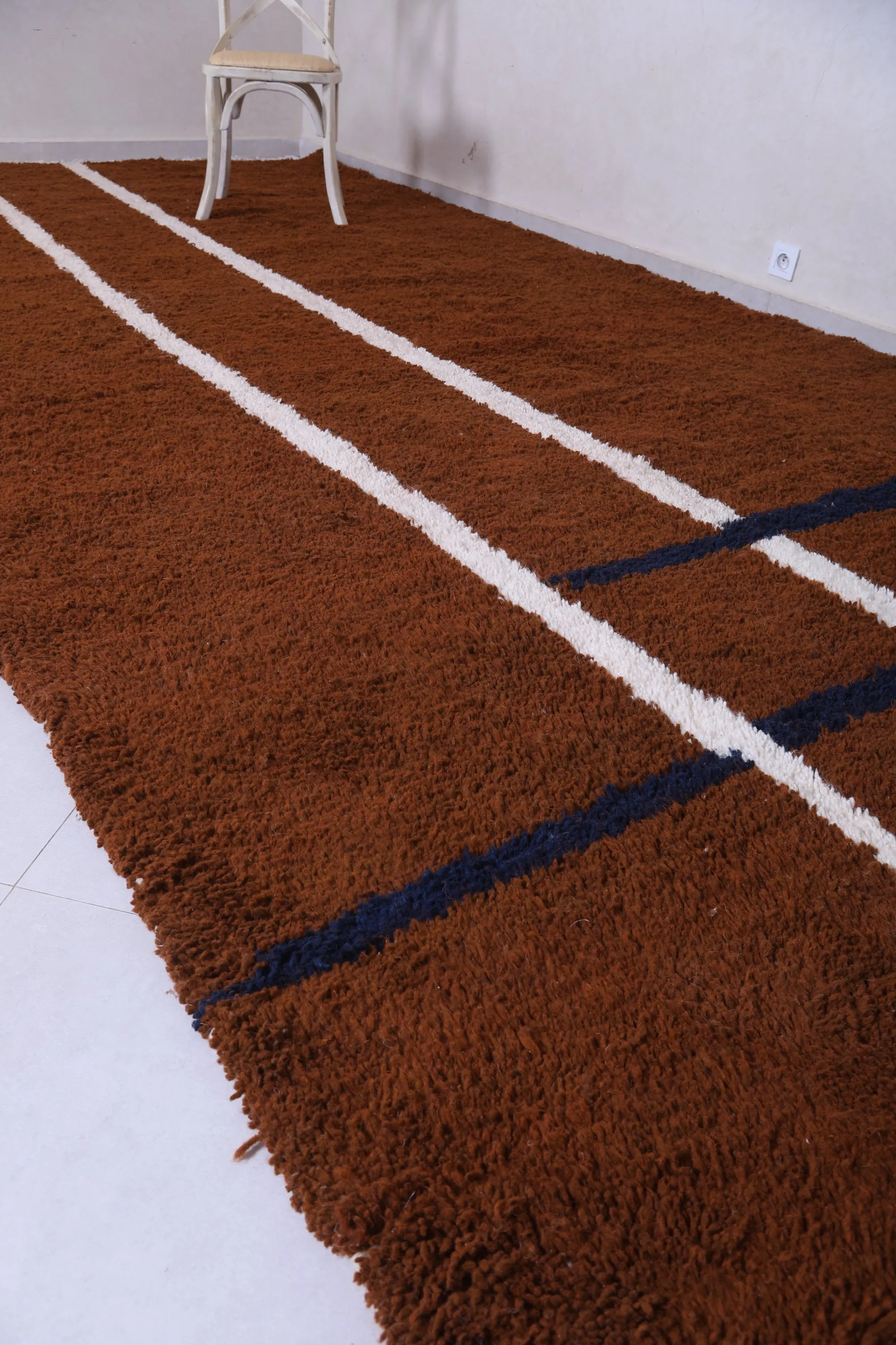 Runner moroccan rug - Brown custom handmade carpet