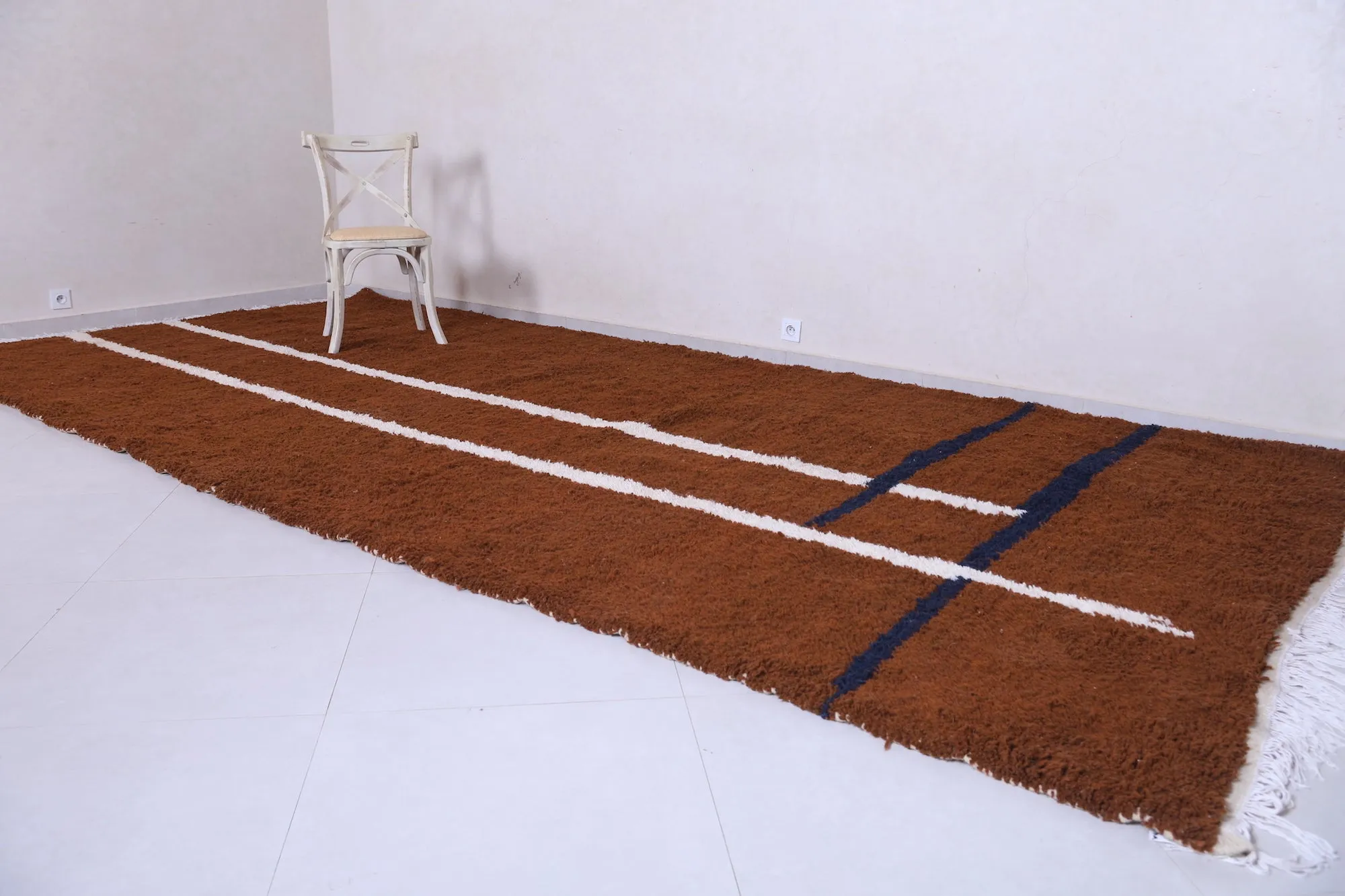 Runner moroccan rug - Brown custom handmade carpet