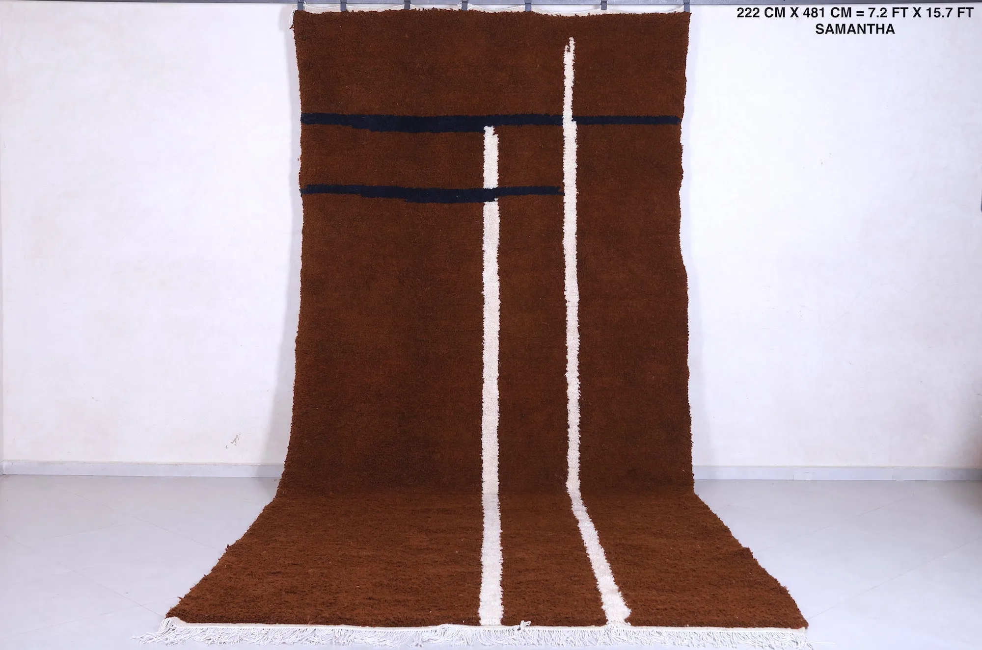 Runner moroccan rug - Brown custom handmade carpet