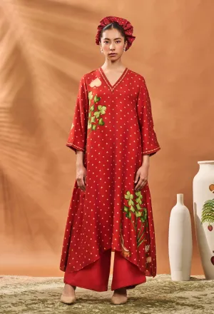 Rust spade blossom kaftan and pants