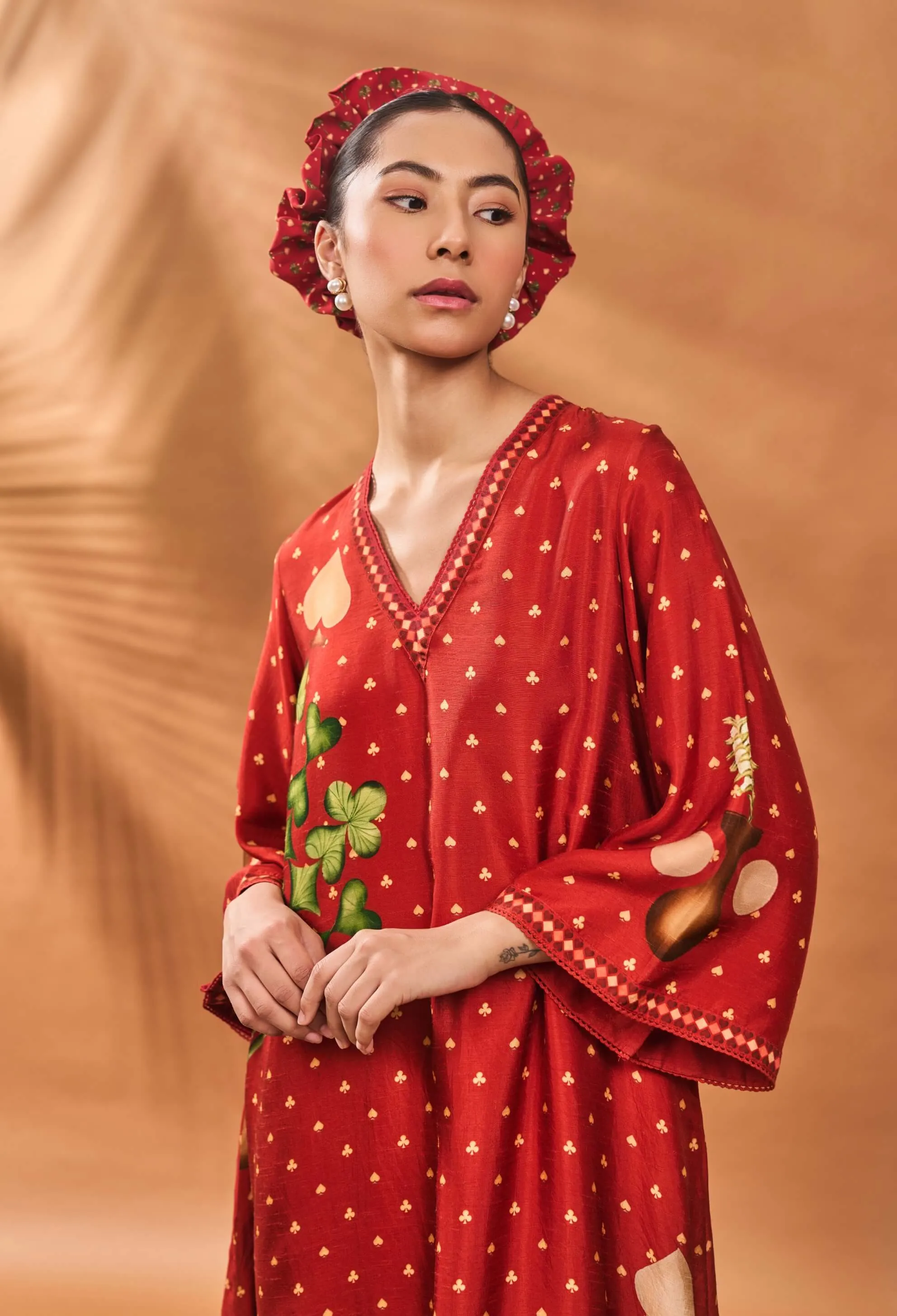 Rust spade blossom kaftan and pants