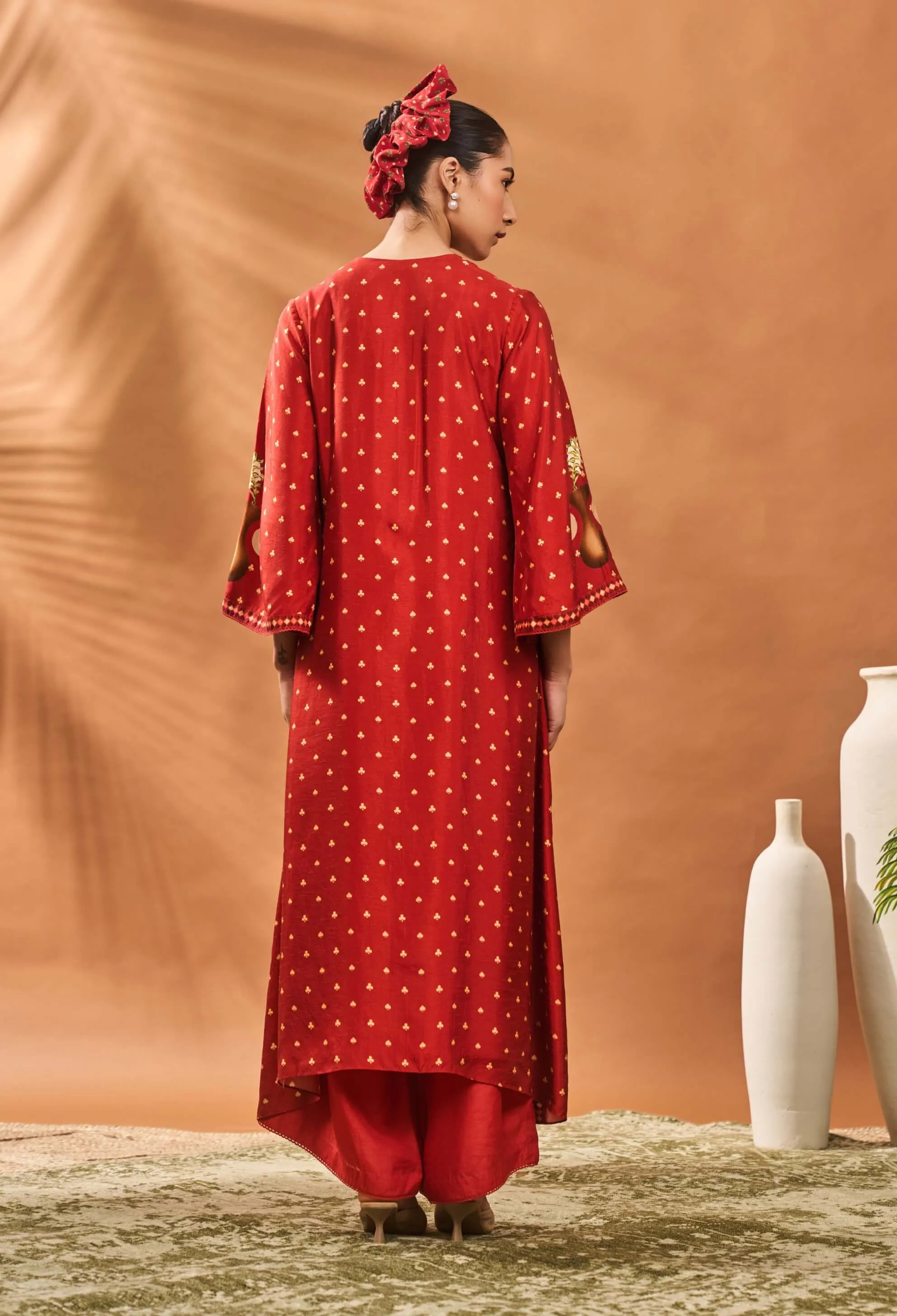 Rust spade blossom kaftan and pants