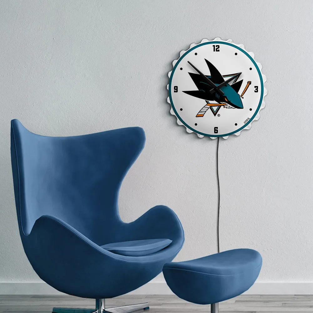 San Jose Sharks: Bottle Cap Lighted Wall Clock