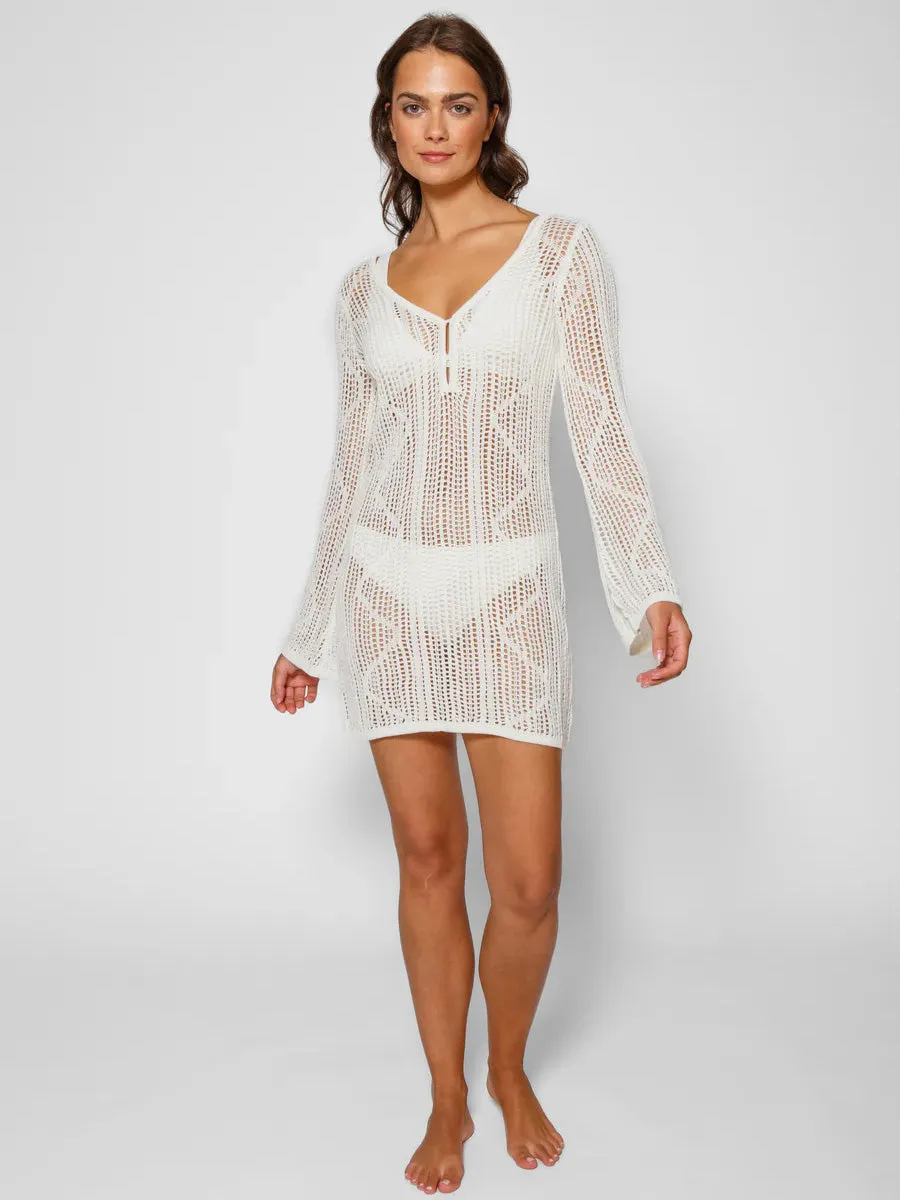 Santorini Crochet Tunic In Cream