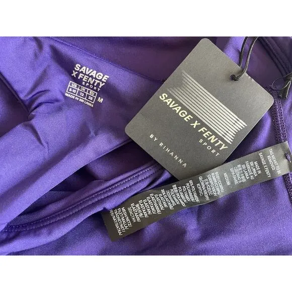Savage X Fenty Xccentuate Medium Impact Longline Purple Sports Bra Size M