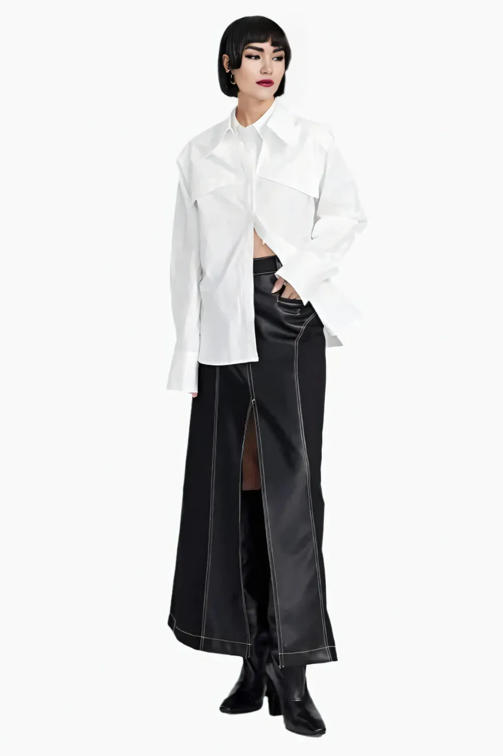 Sculpted Edge White Blouse