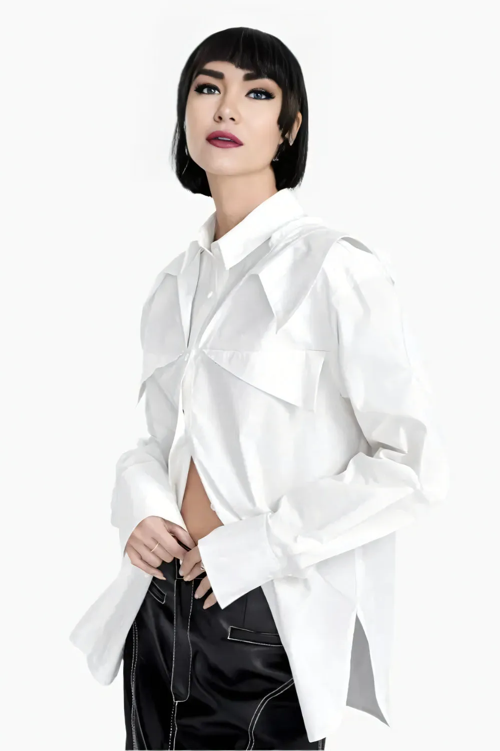 Sculpted Edge White Blouse