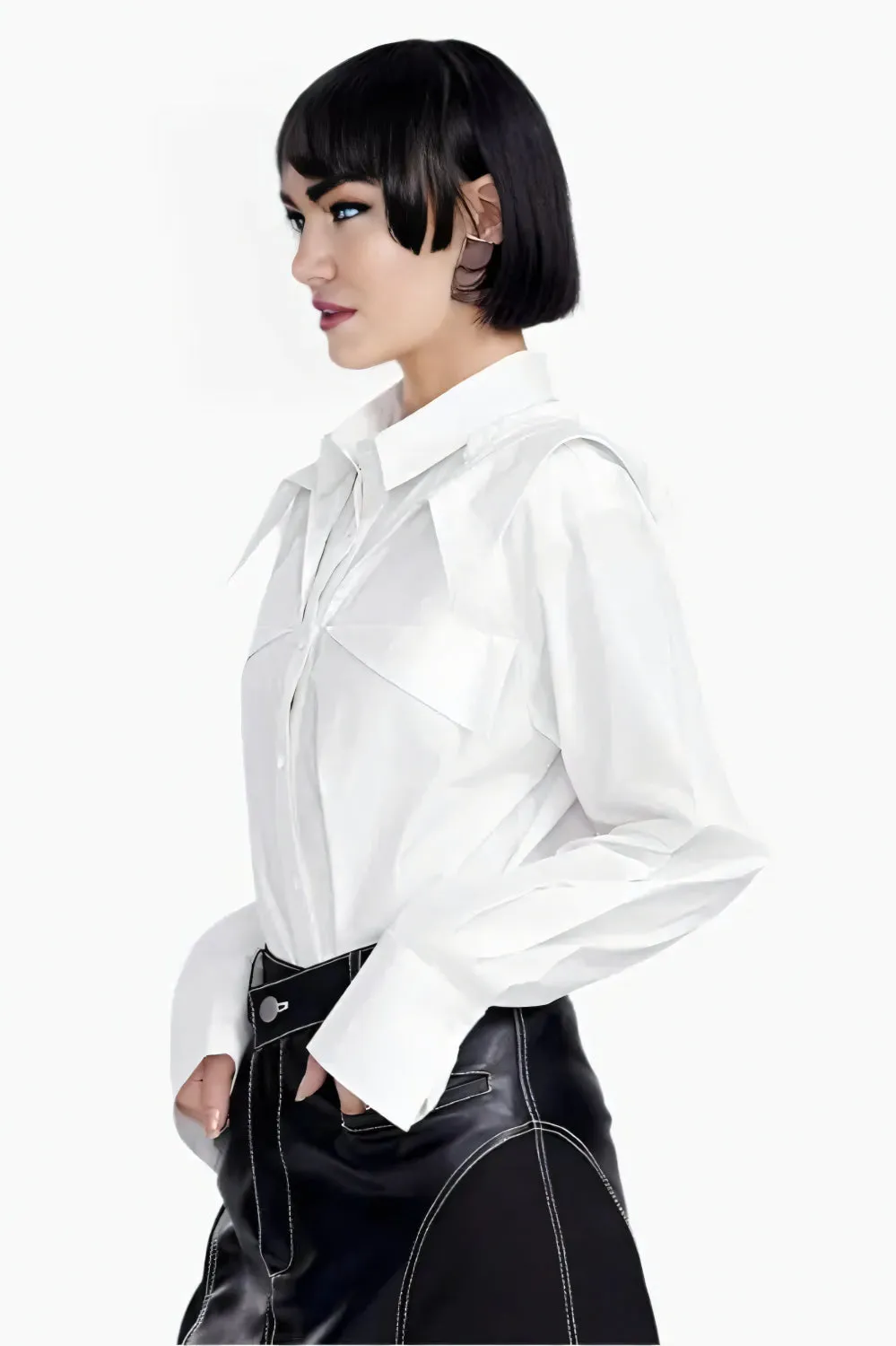 Sculpted Edge White Blouse