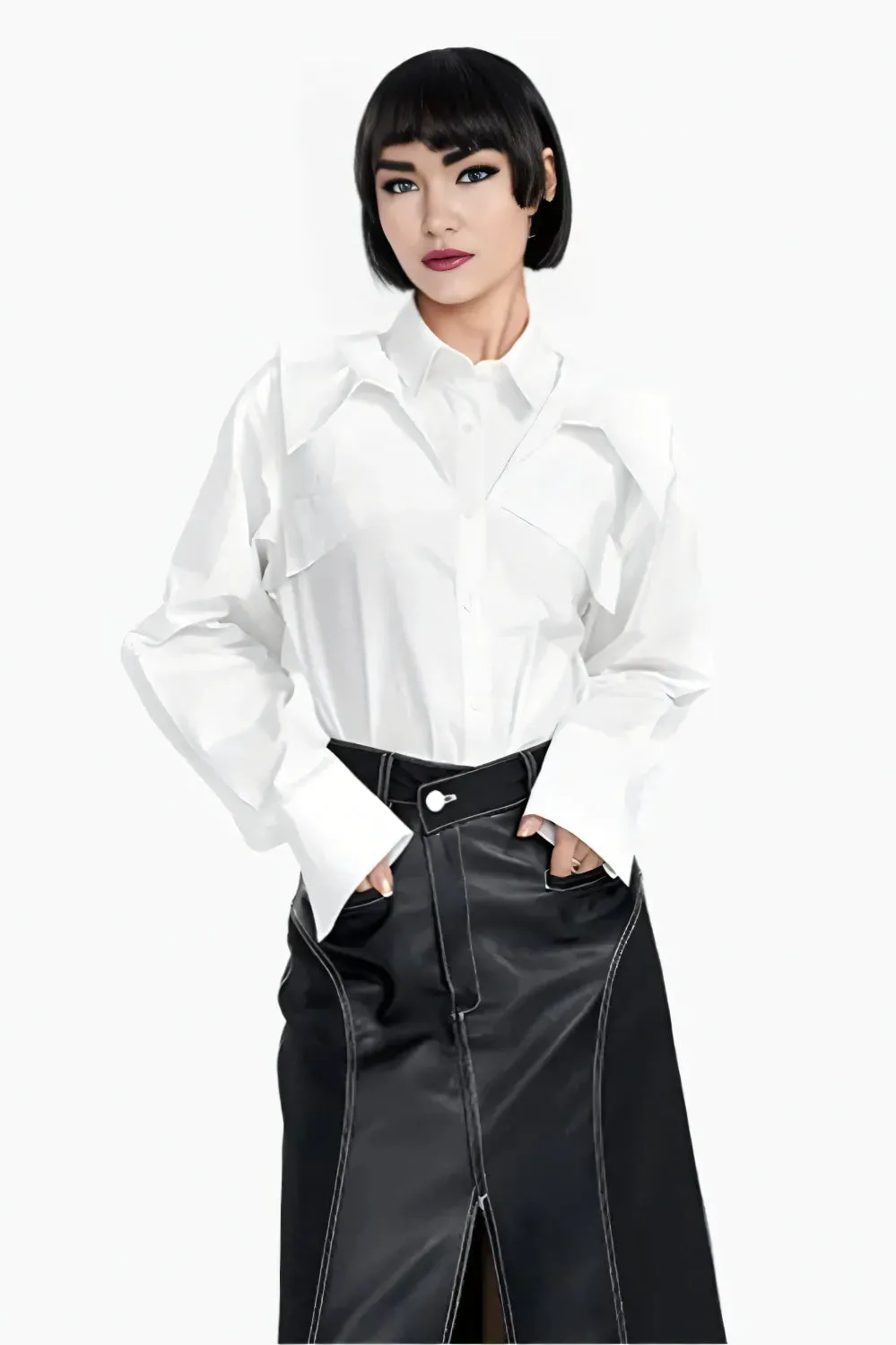 Sculpted Edge White Blouse