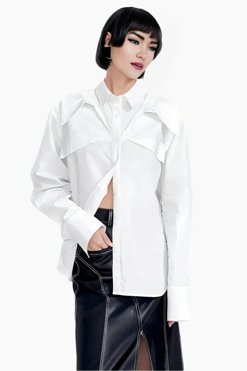 Sculpted Edge White Blouse