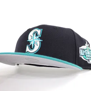 Seattle Mariners 2001 All Star Game New Era 59Fifty Fitted Hat (Navy Aqua Gray Under Brim)