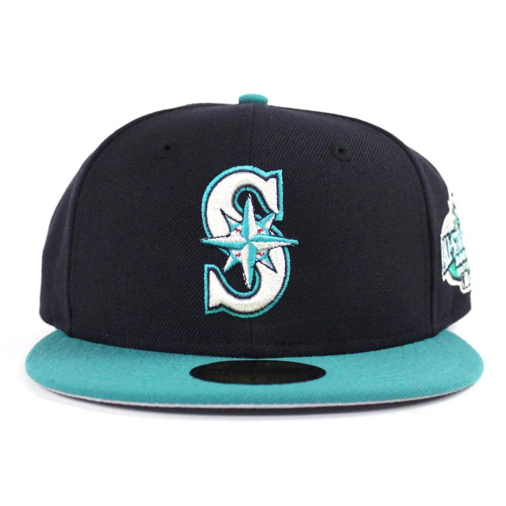 Seattle Mariners 2001 All Star Game New Era 59Fifty Fitted Hat (Navy Aqua Gray Under Brim)