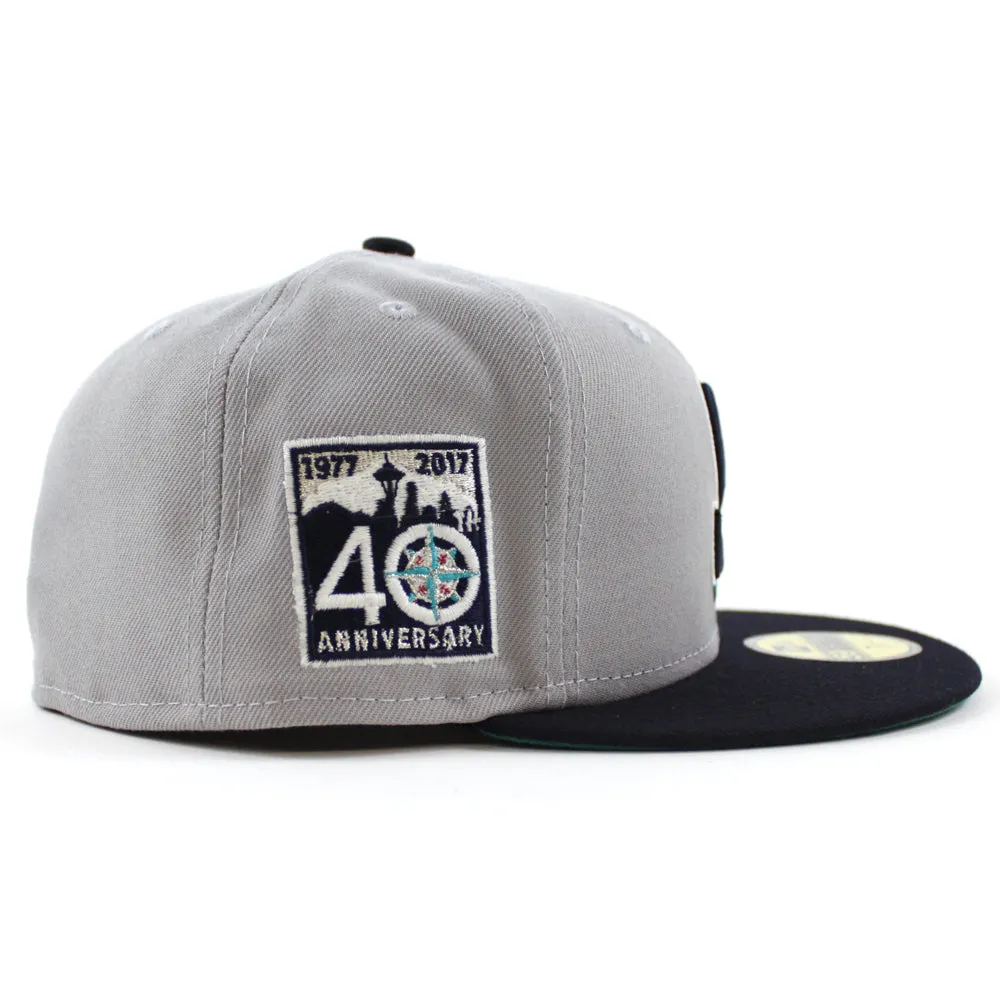 Seattle Mariners 40th Anniversary New Era 59Fifty Fitted Hat (GITD Gray Navy Teal Under Brim)