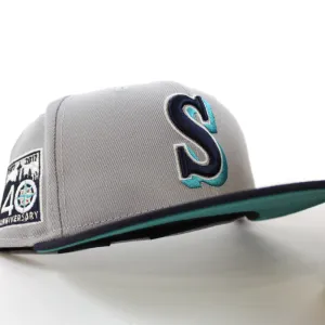 Seattle Mariners 40th Anniversary New Era 59Fifty Fitted Hat (GITD Gray Navy Teal Under Brim)
