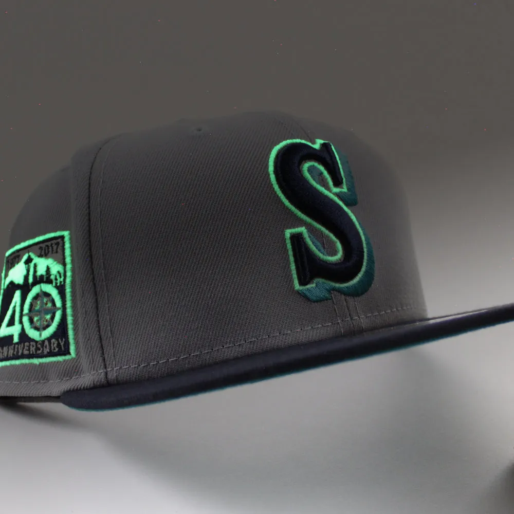 Seattle Mariners 40th Anniversary New Era 59Fifty Fitted Hat (GITD Gray Navy Teal Under Brim)