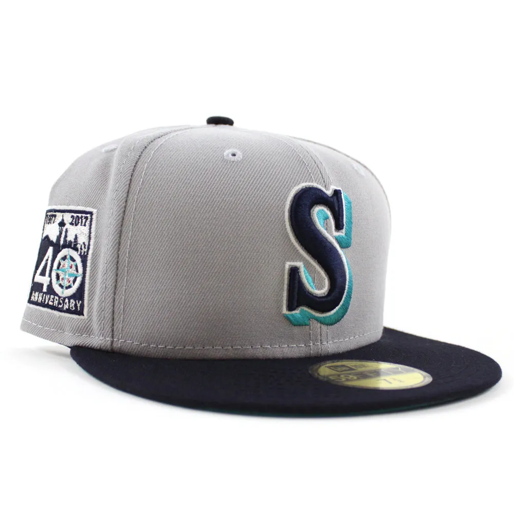 Seattle Mariners 40th Anniversary New Era 59Fifty Fitted Hat (GITD Gray Navy Teal Under Brim)