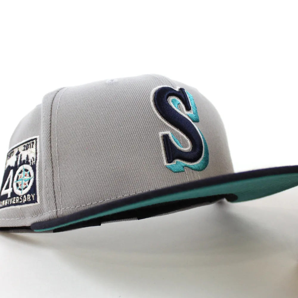 Seattle Mariners 40th Anniversary New Era 59Fifty Fitted Hat (GITD Gray Navy Teal Under Brim)