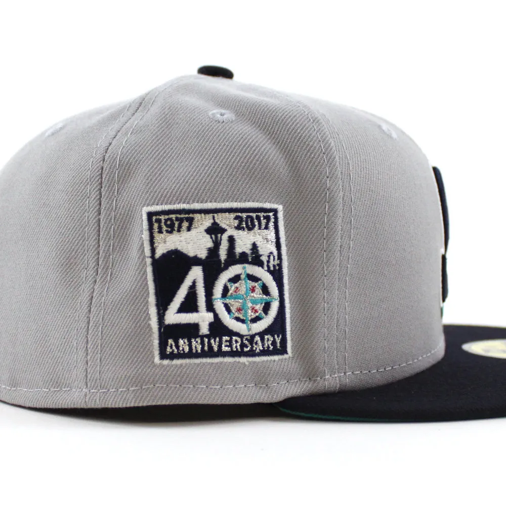 Seattle Mariners 40th Anniversary New Era 59Fifty Fitted Hat (GITD Gray Navy Teal Under Brim)