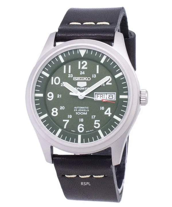 Seiko 5 Sports SNZG09K1-LS14 Automatic Black Leather Strap Men's Watch